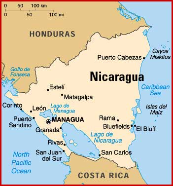 Nicaragua karte Costarica